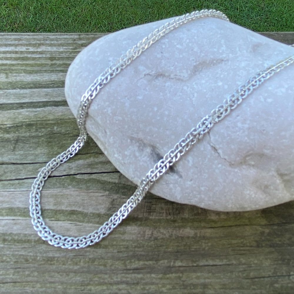 Silver plated chain necklace 18 inches 3 mm wide